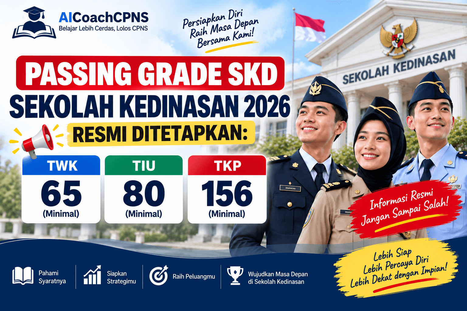 Passing Grade SKD Sekolah Kedinasan 2026 Resmi Ditetapkan: TWK 65, TIU 80, TKP 156